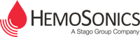 HemoSonics: A Stago Group Company logo blood drop with sound waves