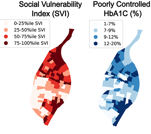 Image of St, Louis census tracts colored by social vulnerability index
