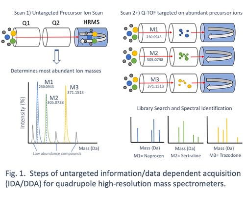 Figure 1. Steps of untargeted information/data dependent acquisition for quadrupole high-resolution mass spectrometers
