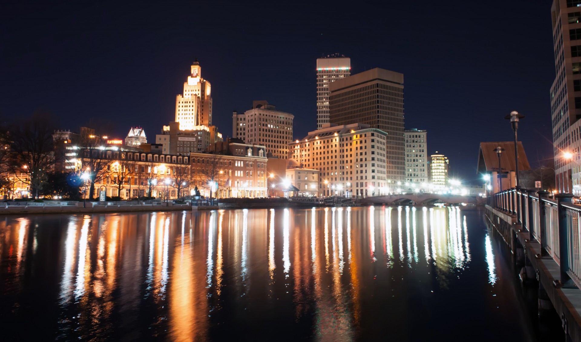 Providence, RI skyline at night
